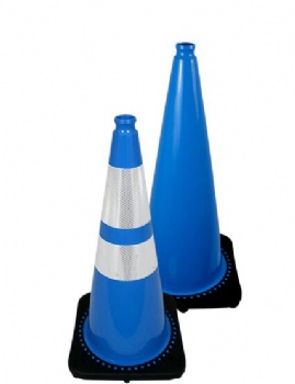  28'' colored PVC traffic cone with reflective collars	