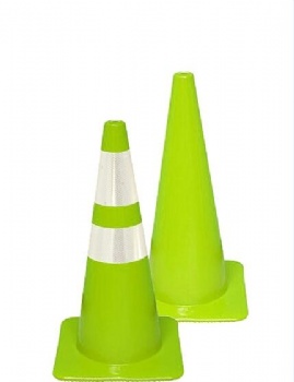  28'' colored PVC traffic cone with reflective collars	